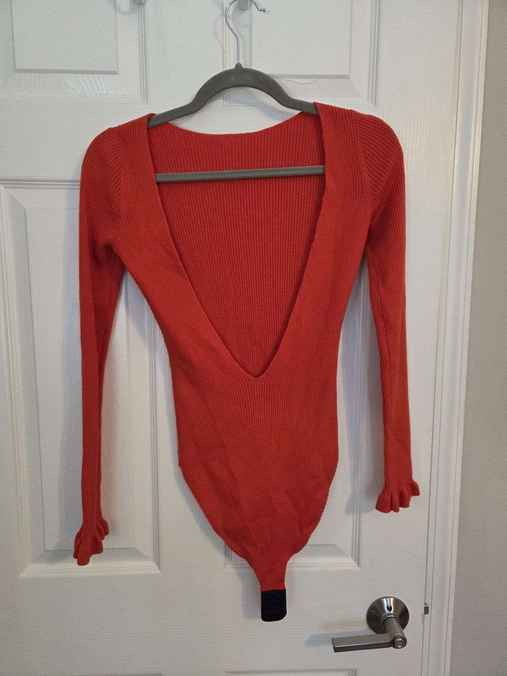 Open-Back Ribbed Sweater Bodysuit - Picture 8 of 10